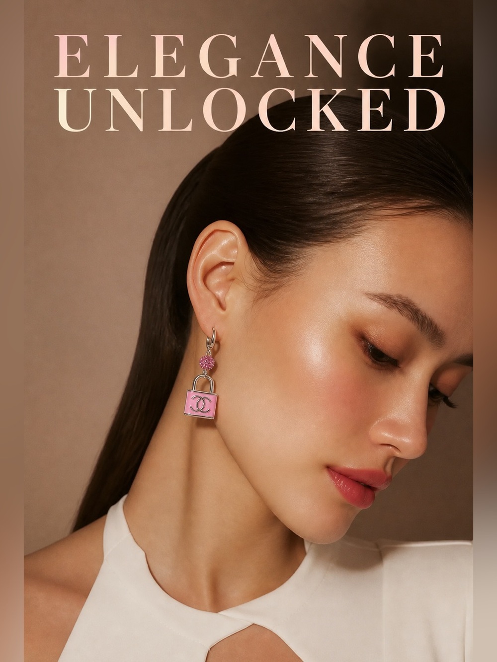 Pink Padlock Drop Earrings